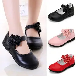 Весенне-осенняя новая обувь для девочек, модная детская обувь с цветочным принтом, повседневная обувь принцессы из искусственной кожи