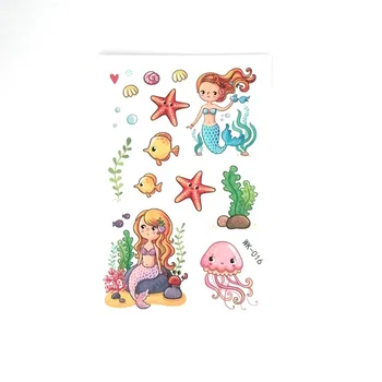 

30Pcs/lot Tattoo Sticker Cute Children Waterproof Fake Mermaid Princess Tattoos Sticker Body Tattoo