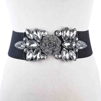 

Top quality female strap for dress women belt Plastic crystal rose Elasticity belt luxury Leisure belt for women