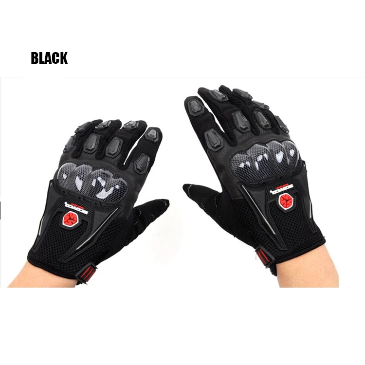 Зимние перчатки мужские мотогонок высокие защитные мотоциклетные перчатки Scoyco полный палец удобная одежда - Цвет: Черный