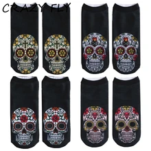 Магазин Crazy Fly, новинка,, 3D принт, Moji, носки с принтом черепа, женские носки, короткие носки по щиколотку, Femme Kawaii, Licorne, забавные носки, распродажа