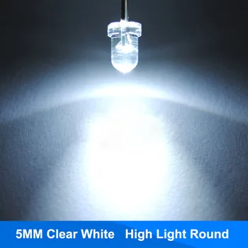 

100pcs 5mm Clear White Ultra Bright 15000mcd Transparent 5 mm Light Emitting Diode LED Lamp 5 mm (DIP 3 V 6000K Ultralbright)
