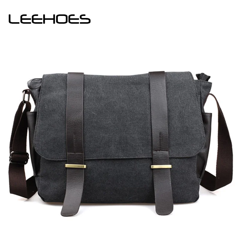 

Men's Black Vintage Messenger Bags Satchel School Military Shoulder Bag Boy's Travel Handbag Business Crossbody Bag Briefcase