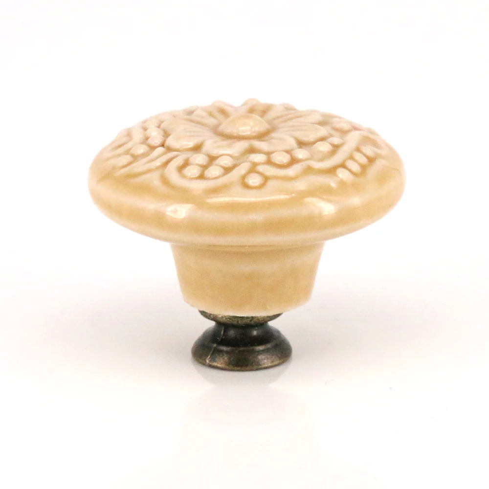 44mm Porcelain Flower Cameo Furniture Hardware Cupboard Door Knob