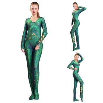 

New Women Kids Movie Aquaman Mera Queen Cosplay Costume Atlanna Zentai Bodysuit Suit Jumpsuits Cosplay