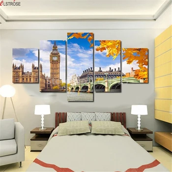 

CLSTROSE Unframed Modern Home Decor Canvas Prints 5 Pcs Landscape Painting On The Canvas Wall Pictures For Bedroom
