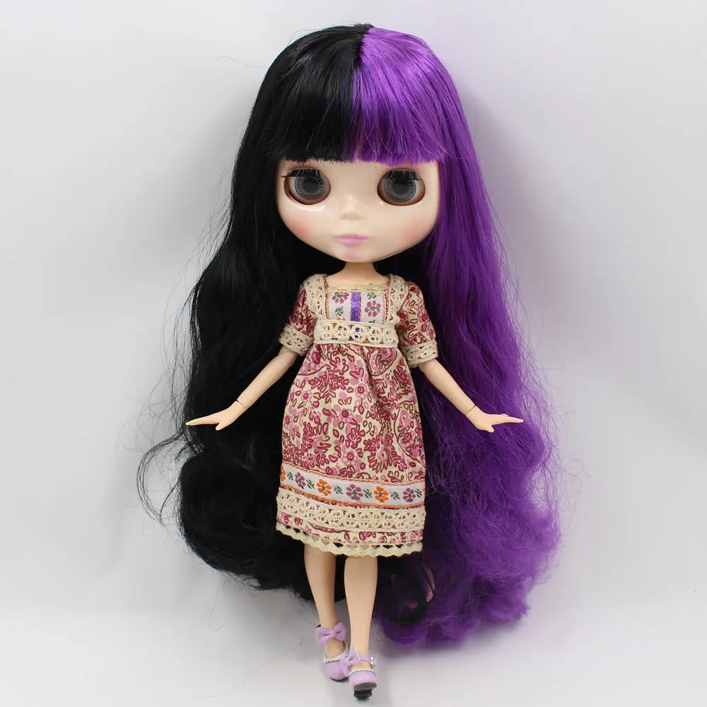 Ледяной DBS Blyth кукольные серии No.280BL1962/117 черно фиолетовые волосы из белой кожи