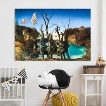 AAHH Dali картины Лебеди отражающие Слоны абстрактные настенные художественные Плакаты Декор картина маслом на холсте для гостиной без рамки