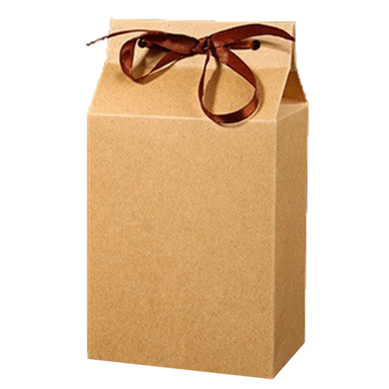 

1 Pcs Retro Mini Kraft Paper Box DIY Wedding Gift Favor Boxes Party Candy Box Small Single Cake Packaging with Ribbon