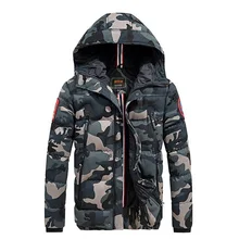 Большой размер теплая хлопковая куртка Верхняя одежда зимняя камуфляжная Мужская куртка с капюшоном брендовая одежда