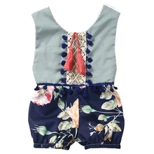 Cute Newborn Kids Baby Girl Sleeveless Cotton Floral Jumpsuit Romper Outfits Clothes