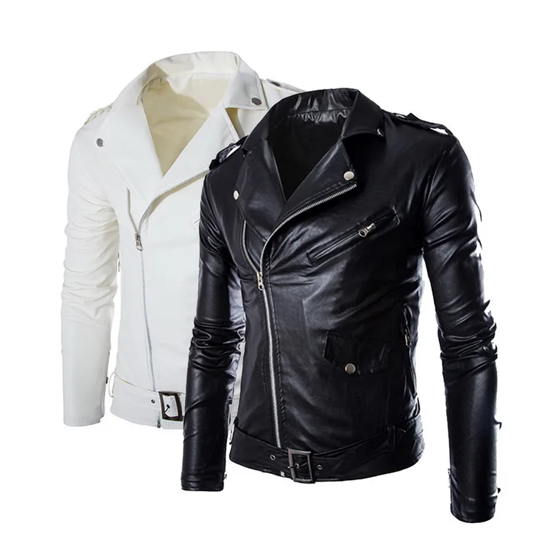 SHUJIN Brand Leather Jacket Men Autumn Casual Zipper Mens Motorcycle Streetwear Leather Jacket Male Slim Coat Plus Size