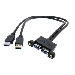 Два Combo USB 3,0 "папа" в USB "Мама", 3,0 Женский удлинняющий винт кабель для монтажа на панели 30 см 50 см 100 см