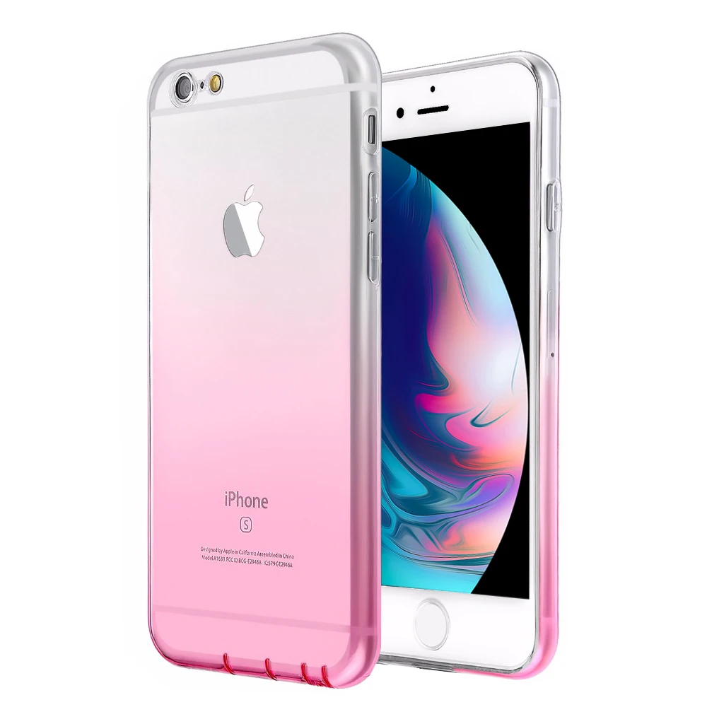 Мягкий чехол из ТПУ градиентного цвета для iPhone X XS 7 8 Plus ультра тонкий силиконовый