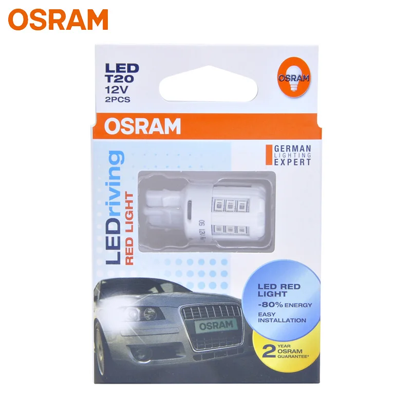 

OSRAM LEDriving Standard LED Retrofit W21W T20 7705R Red Color Car Turn Signal Light Fog Lamps Reverse Bulbs (Twin)