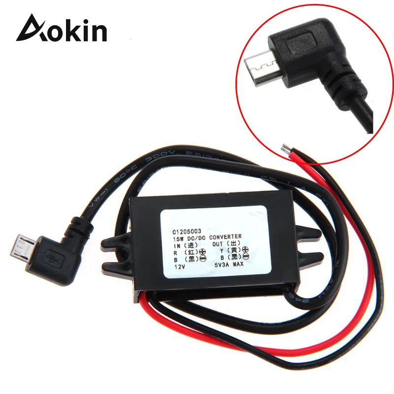 

DC-DC Converter 12V to 5V 3A Step Down Power Supply Module Micro USB Converter Driving recorder power supply 12V to 5V