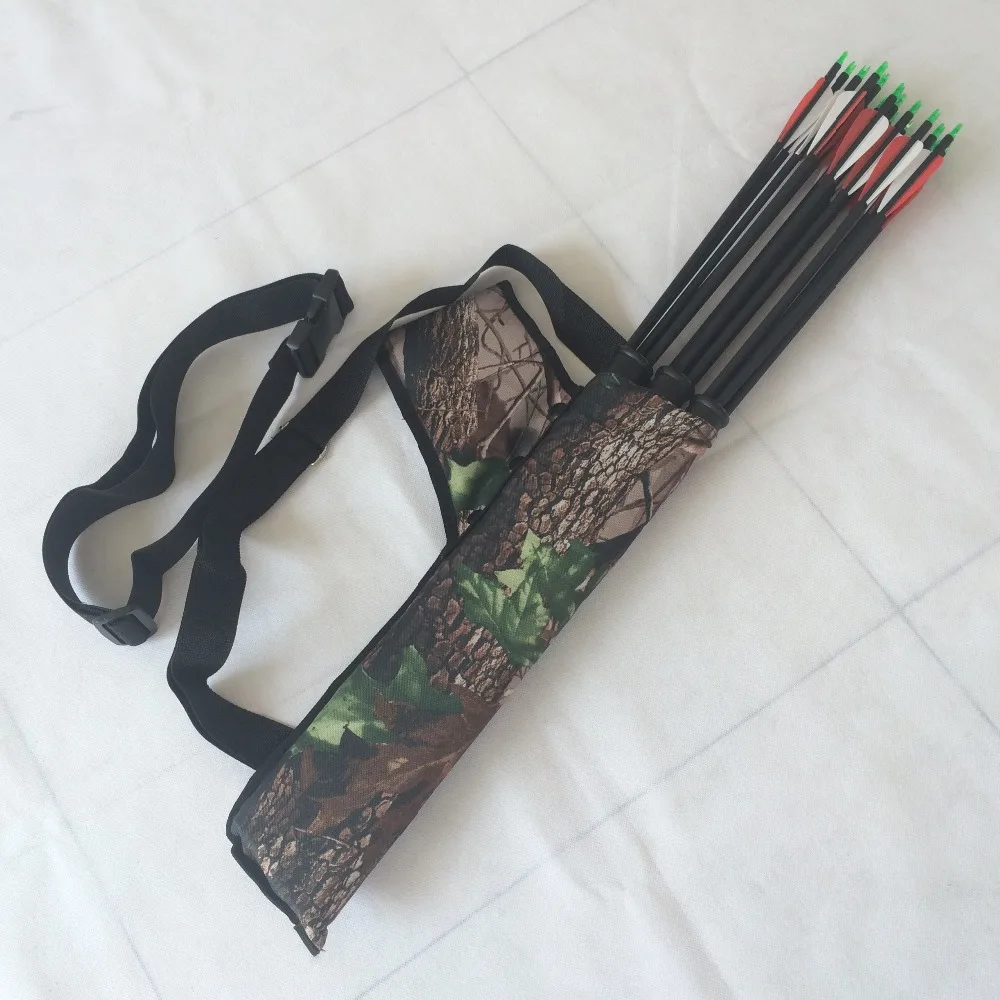 Three Tubes Camo Archery Quiver Bag Shoulder Or Waist Carry Hunting Bow