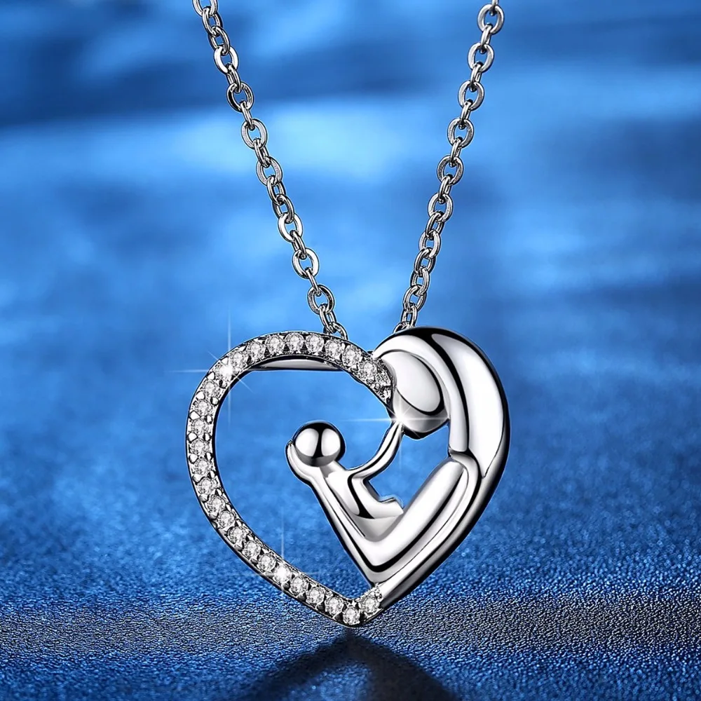 Fashion Jewelry Heart Pendants Necklaces Mom Child Jewelry Love
