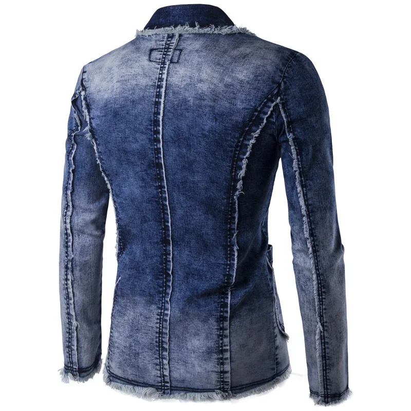 куртка мужская NewFashion Блейзер джинсовая Slim fit тенденция джинсы костюмы