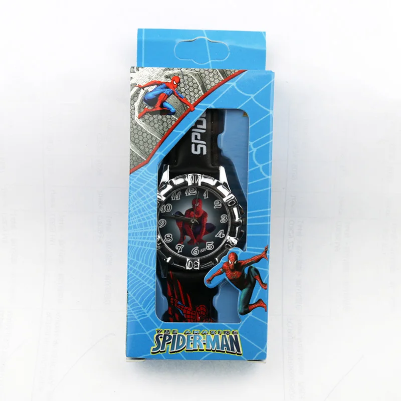 spiderman Black Детские часы с Бэтменом из мультфильма Человек-паук Бен 10 Supreman детские часы для мальчиков с кожаным ремешком кварцевые часы Reloj Nino подарок для мальчика - Цвет: spiderman Black