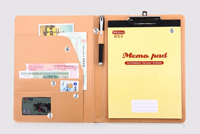 A4 Исполнительный папка-портфель из искусственной кожи Документ Органайзер с калькулятором и доска клип