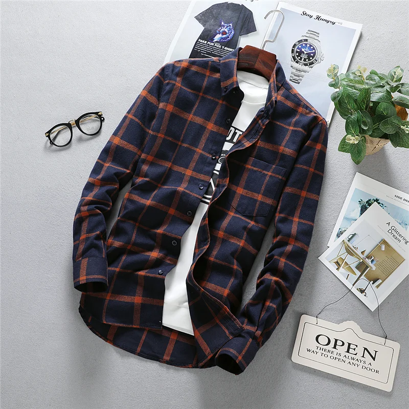 Mens Long Sleeve Shirt Solid Oxford Dress With Left Chest Pocket Male Casual Regular-fit Tops Button Down Shirts long sleeve shirt men casual shirt