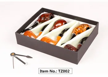 

6Pcs Retro Vintage Wooden Enchase Smoking Pipe Tobacco Cigarettes Cigar Pipes Gift Durable Smoking Narguile Chicha Hookah Tools