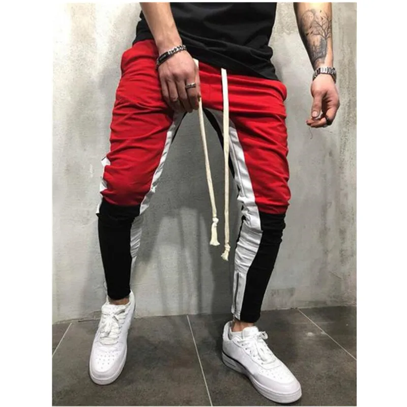 redness Мужские повседневные спортивные штаны, градиентные спортивные штаны в американском и Европейском стиле, обтягивающие Мужские штаны для бега в стиле хип-хоп - Цвет: redness