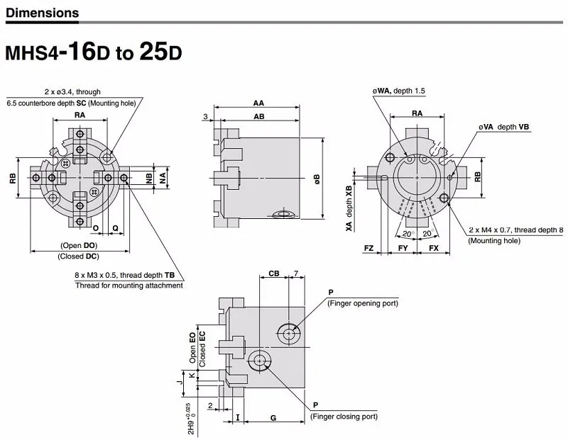 MHS4 16D 20D 25D 32D 40D 50D 63D 80D 100D параллельно Стиль воздуха вышлите ваш заказ прямо к этому поставщику 4 пальца двойного действия Пневматическая цилиндр диаметр 16-100 мм