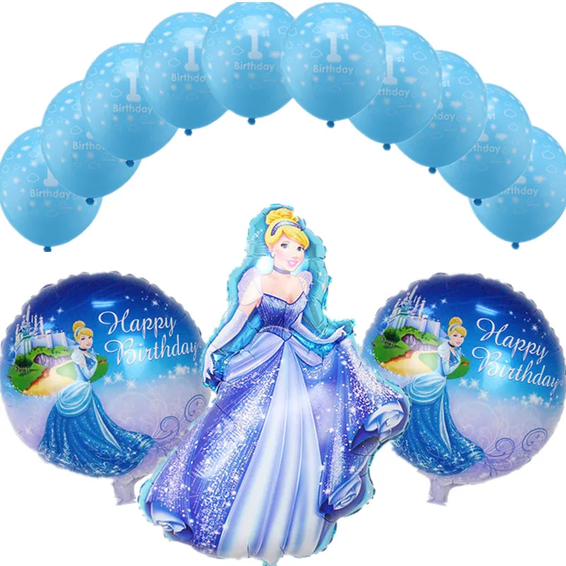 

13pcs/set Princess Cinderella Foil Balloons Clouds 1st Birthday Latex Balloons Baby Birthday Party Wedding Decoration Supplies