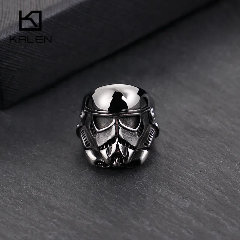 

Stainless Steel Modern Robot Rings For Men Size 8-12 Unique Hip Hop Skull Mask Charm Finger Rings Male Biker Jewelry