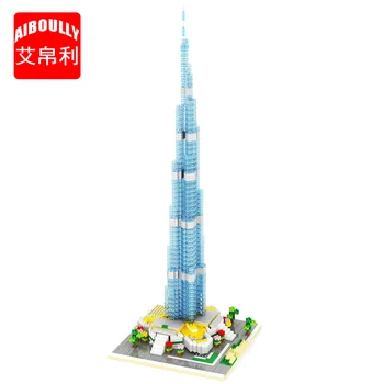 

AIBOULLY 053 World Famous Architecture Burj Khalifa Tower 3D Model Mini Diamond Building Blocks Bricks Toy for Children