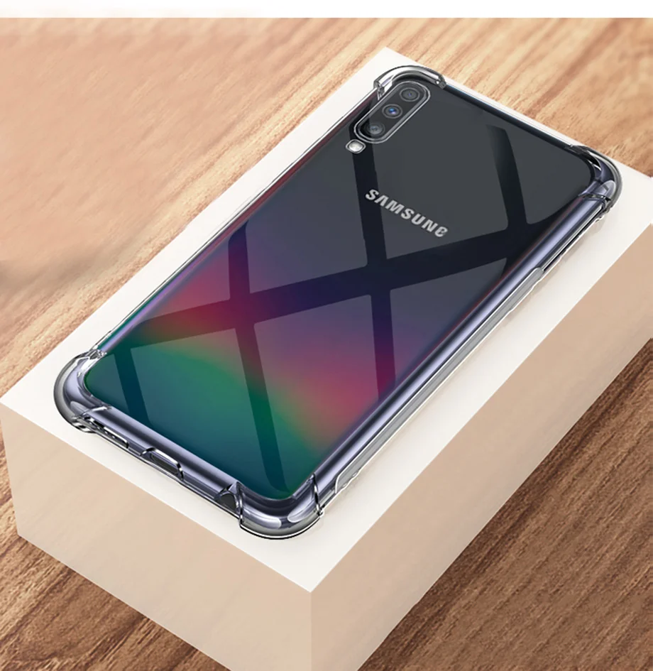 Роскошный противоударный бампер прозрачный силиконовый чехол для телефона samsung Galaxy A50 A30 A20 A10 A60 A70 Прозрачная защитная задняя крышка