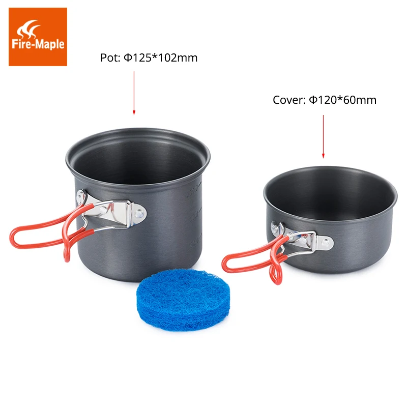 Fire Maple Camping Pot Bowl Foldable Backpacking Cooking Set Pots for 1 Person 195g FMC-207 Ultralight Outdoor Single Cookware