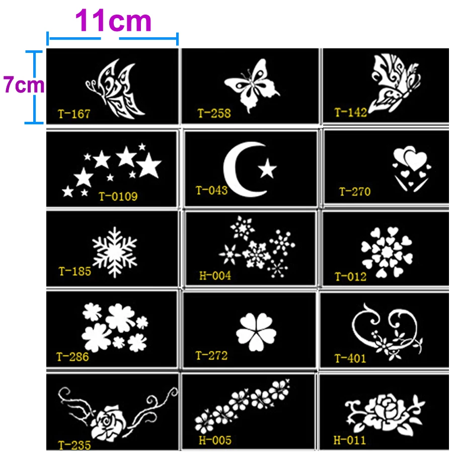 15 шт трафареты для тату хна трафарет для тату лица шаблоны для рисования Mehendi аэрография блеск временная краска для тела художественный дизайн