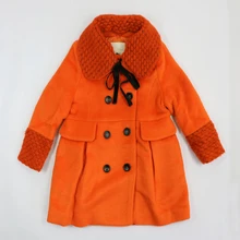 Winter coat for girls double breasted outerwear jacket thick clothes solid orange casual outerwear girls fashion