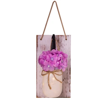 

1 PC Rustic Wall Sconces Retro Decoration Light String With Glass Bottle Wooden Board Fake Flower Wall Household Decoration Li