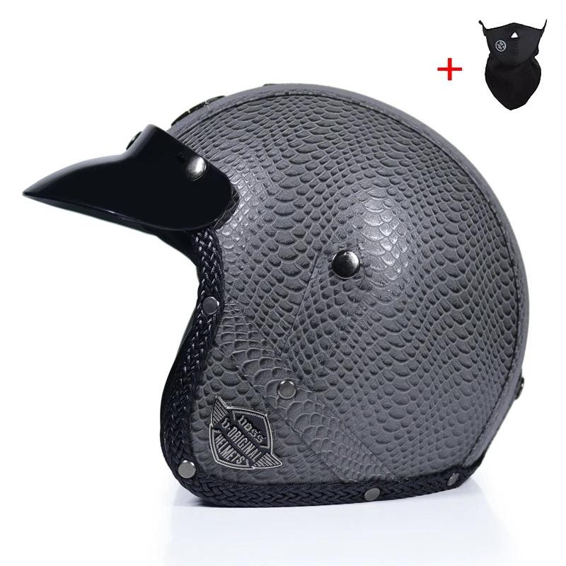 Кожа PU casco moto Винтаж moto rcycle шлем с открытым лицом камуфляж capacetes de moto ciclista vespa кафе гонщик - Цвет: 10