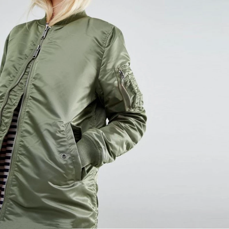 Зимнее женское пальто армейского зеленого цвета, Женская куртка-бомбер, осенняя Женская куртка, женские длинные базовые пальто с подкладкой, верхняя одежда в стиле милитари