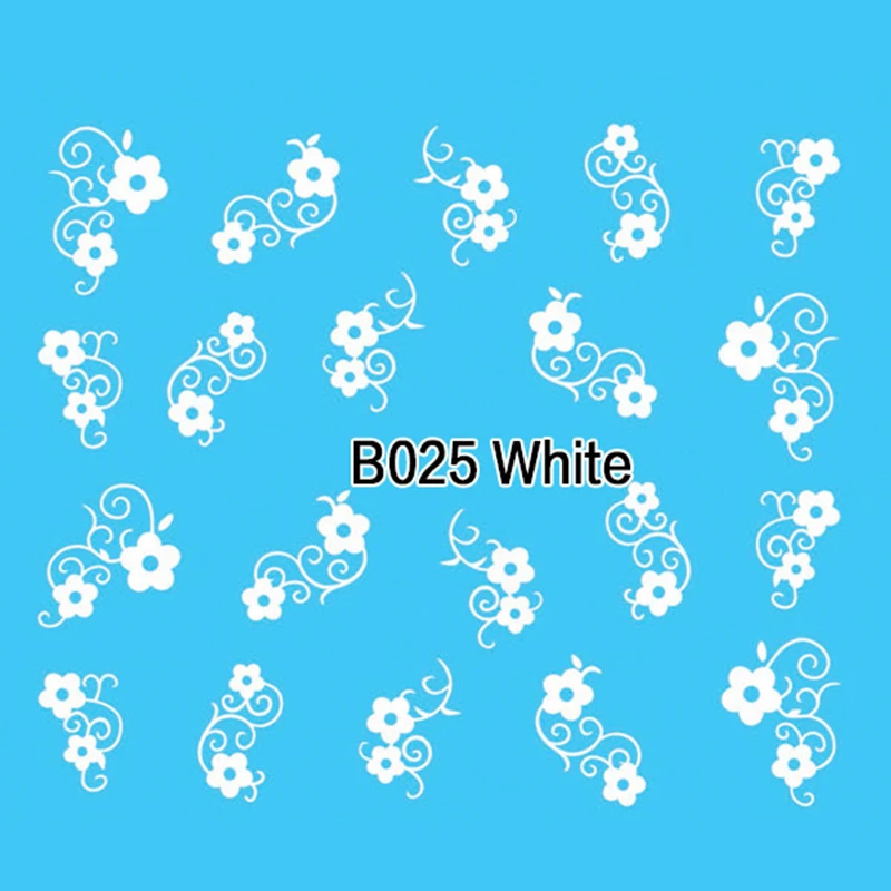

B025-048 White Nail Art Mixed Floral Feather Nail Stickers Water Transfer Decals Decor Manicure Accessories Nails Sticker Art