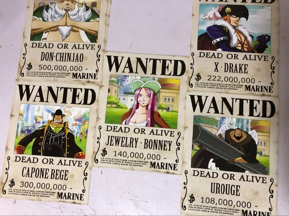

One Piece Poster 5Pcs/Set Reward Wanted Circular Retro Edition Wallpaper Latest Animation Periphery