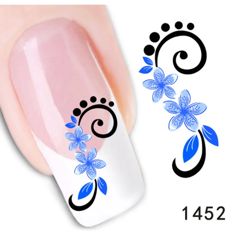 Bittb 2 шт. наклейки для дизайна ногтей в виде цветов переводные наклейки с водой наклейки для ногтей декоративные наклейки для ногтей DIY фольга кончики для ногтей - Цвет: XF1452