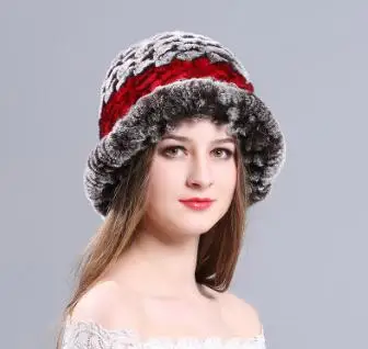 Новинка, высокое качество,, настоящий мех кролика, шапка, теплая, зимняя, солнцезащитные шапки, женская шапка, sr559 - Цвет: SKRED