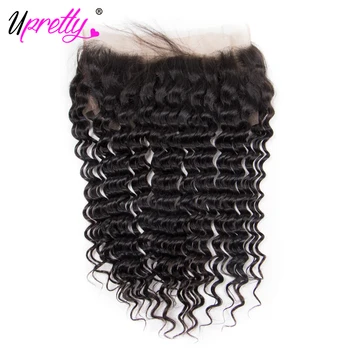 

Upretty Hair 360 Lace Frontal Pre Plucked Brazilian Deep Wave Frontal 8-22 Inch Remy Human Hair Deep Curly Lace Frontal Closure