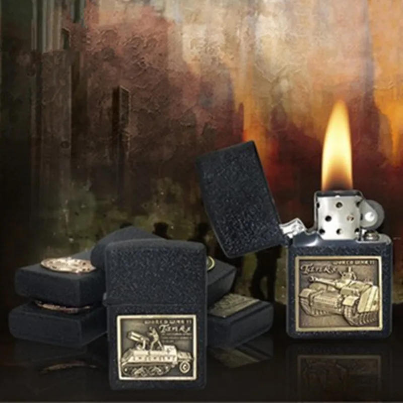 

Hot Flint Lighter Metal Kerosene Oil Lighter Gasoline Windproof Refillable Free Fire Retro Gadgets For Men Lighters