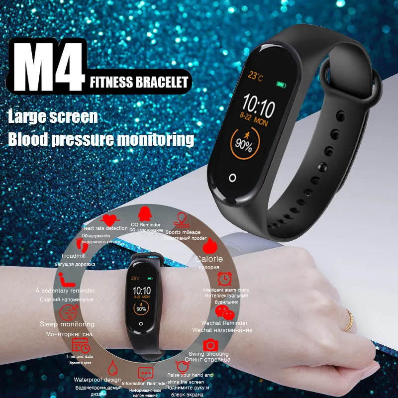 

M4 Smart Bracelet Watch Men Wristband Fitness IP67 Waterproof Blood Pressure Activity Tracker Sport Watch Reloj Inteligente 2019