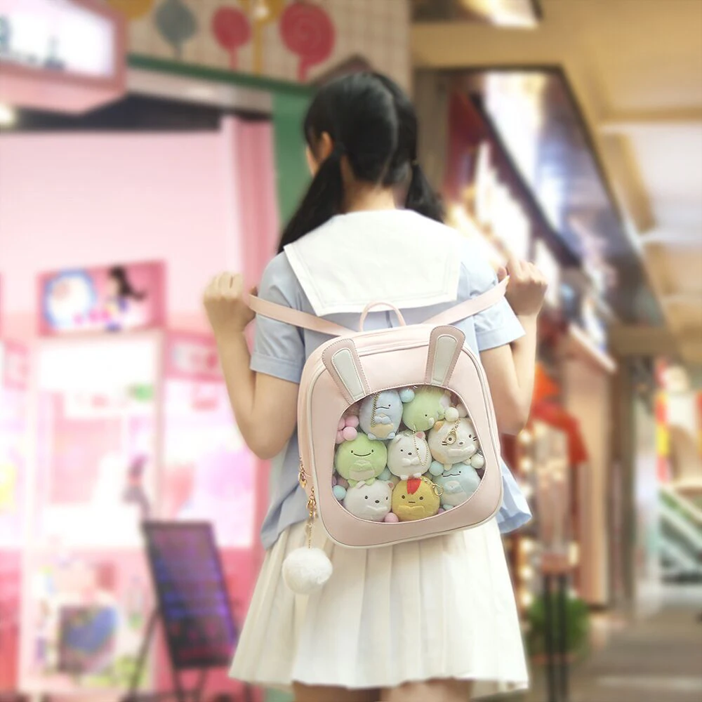Прозрачные женские рюкзаки с милыми заячьими ушками; женские сумки для книг; Kawaii; маленькие женские рюкзаки для путешествий; рюкзаки для девочек; Новинка