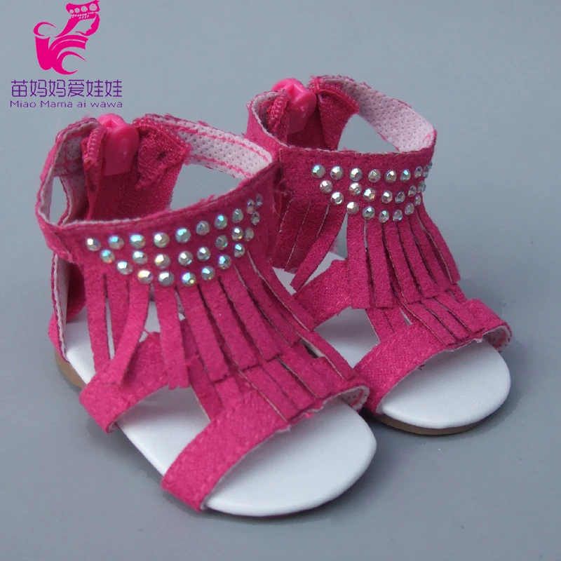 

summer shoes for 18 Inch girl Doll Jean 7cm Doll Shoes for 45CM Reborn Baby Doll Tassel summer Sandals shoes
