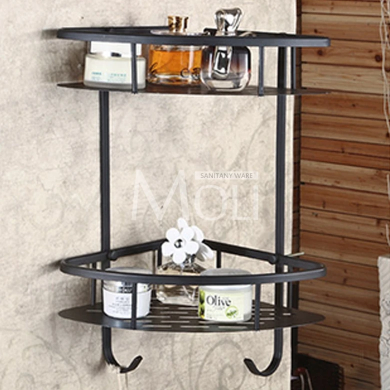 Oil Rubbed Bronze Corner Basket Wall Mounted Bathroom Shelf Dual Oil Rubbed Bronze Corner Basket Wall Mounted Bathroom Shelf Dual Layer Shower Shelves With Hooks Soap Holder Dish In From Home Improvement