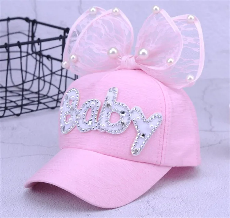 Милые детские шапки дышащая Летняя Сетка Кролик уха Casquette ребенок девушка письмо бантом бейсболка детская повседневная бусины Snapbacks